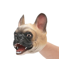HKM-811347 Soft PVC Farm Animal Head Hand Puppet Toy for Kids - Cat, Bulldog, Pig Simulation