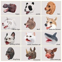 HKM-811347 Soft PVC Farm Animal Head Hand Puppet Toy for Kids - Cat, Bulldog, Pig Simulation