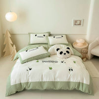 HKM-811411 Cotton Anime Cartoon Four-Piece Bedding Set with Fitted Sheet and Duvet Cover
