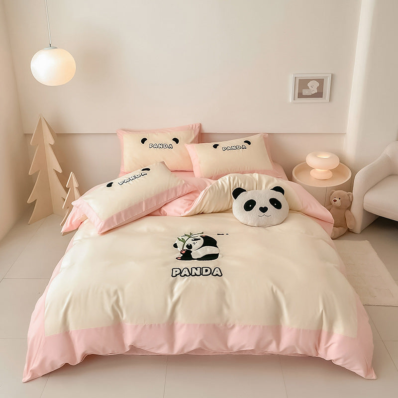 HKM-811411 Cotton Anime Cartoon Four-Piece Bedding Set with Fitted Sheet and Duvet Cover