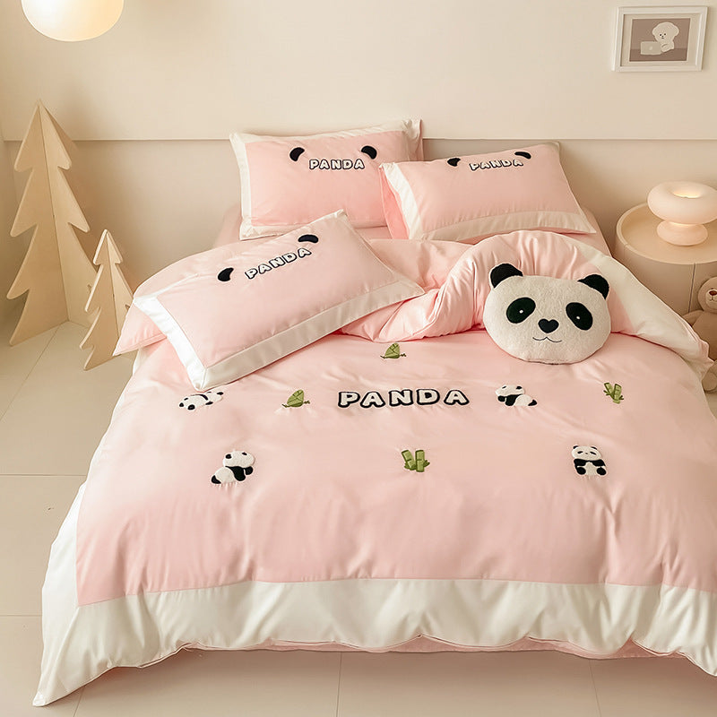 HKM-811411 Cotton Anime Cartoon Four-Piece Bedding Set with Fitted Sheet and Duvet Cover