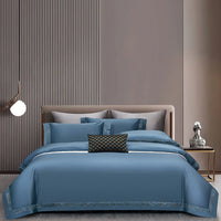 HKM-811411 Solid Color Long-Staple Cotton Four-Piece Bedding Set with Hollow Lace