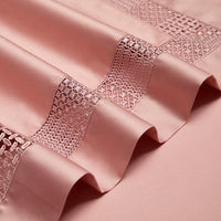 HKM-811411 Solid Color Long-Staple Cotton Four-Piece Bedding Set with Hollow Lace