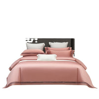 HKM-811411 Solid Color Long-Staple Cotton Four-Piece Bedding Set with Hollow Lace