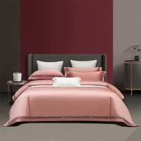 HKM-811411 Solid Color Long-Staple Cotton Four-Piece Bedding Set with Hollow Lace