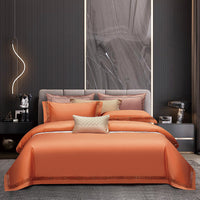 HKM-811411 Solid Color Long-Staple Cotton Four-Piece Bedding Set with Hollow Lace