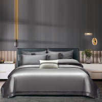 HKM-811411 Solid Color Long-Staple Cotton Four-Piece Bedding Set with Hollow Lace