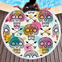 HKM-811475 Round Microfiber Beach Towel - European Style Floral Print - Multiple Sizes Available
