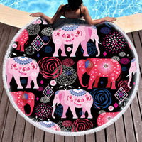HKM-811475 Round Microfiber Beach Towel - European Style Floral Print - Multiple Sizes Available