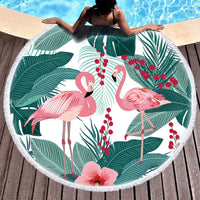 HKM-811475 Round Microfiber Beach Towel - European Style Floral Print - Multiple Sizes Available
