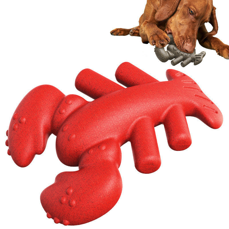 HKM-811539 Dog Molar Lobster Toy - Teeth Grinding Ball, Red & Wood Color, Durable Plastic