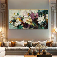 HKM-812179 Handmade Flower Oil Painting on Canvas – Modern Unstretched Art for Home Decor