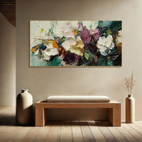 HKM-812179 Handmade Flower Oil Painting on Canvas – Modern Unstretched Art for Home Decor