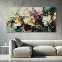 HKM-812179 Handmade Flower Oil Painting on Canvas – Modern Unstretched Art for Home Decor