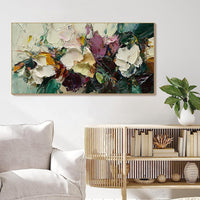 HKM-812179 Handmade Flower Oil Painting on Canvas – Modern Unstretched Art for Home Decor