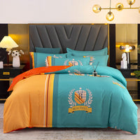 HKM-812243 Thickened Brushed Four-Piece Winter Bedding Set with Duvet Cover and Floral Patterns