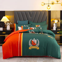 HKM-812243 Thickened Brushed Four-Piece Winter Bedding Set with Duvet Cover and Floral Patterns