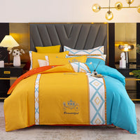 HKM-812243 Thickened Brushed Four-Piece Winter Bedding Set with Duvet Cover and Floral Patterns