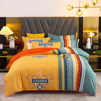 HKM-812243 Thickened Brushed Four-Piece Winter Bedding Set with Duvet Cover and Floral Patterns