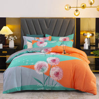 HKM-812243 Thickened Brushed Four-Piece Winter Bedding Set with Duvet Cover and Floral Patterns
