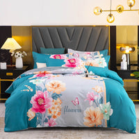 HKM-812243 Thickened Brushed Four-Piece Winter Bedding Set with Duvet Cover and Floral Patterns