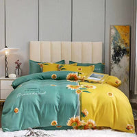 HKM-812243 Thickened Brushed Four-Piece Winter Bedding Set with Duvet Cover and Floral Patterns