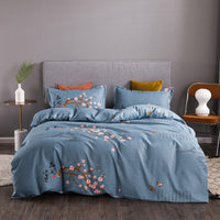 HKM-812243 Thickened Brushed Four-Piece Winter Bedding Set with Duvet Cover and Floral Patterns