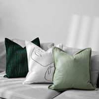 HKM-812371 Nordic Style Solid Color Sofa Pillow Set in Dark Green and Mint Green, 50x50cm