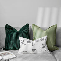 HKM-812371 Nordic Style Solid Color Sofa Pillow Set in Dark Green and Mint Green, 50x50cm