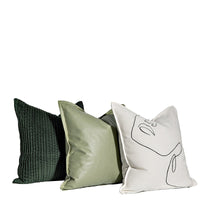 HKM-812371 Nordic Style Solid Color Sofa Pillow Set in Dark Green and Mint Green, 50x50cm