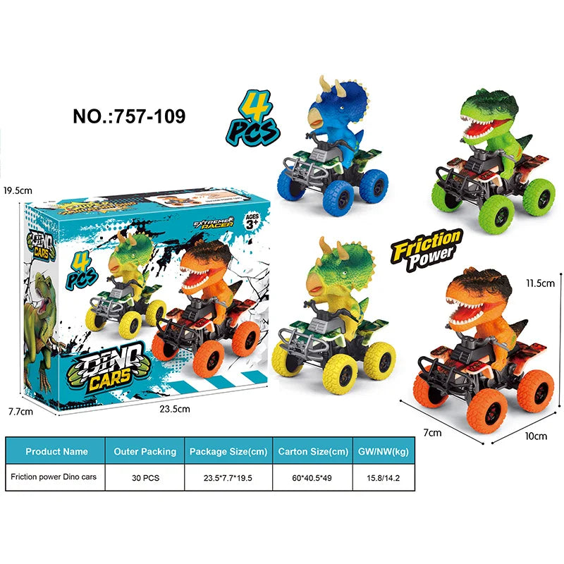 HKM-812499 Dino Pull Back Car Toy - Multi-Style Dinosaur Vehicle, Age 5+