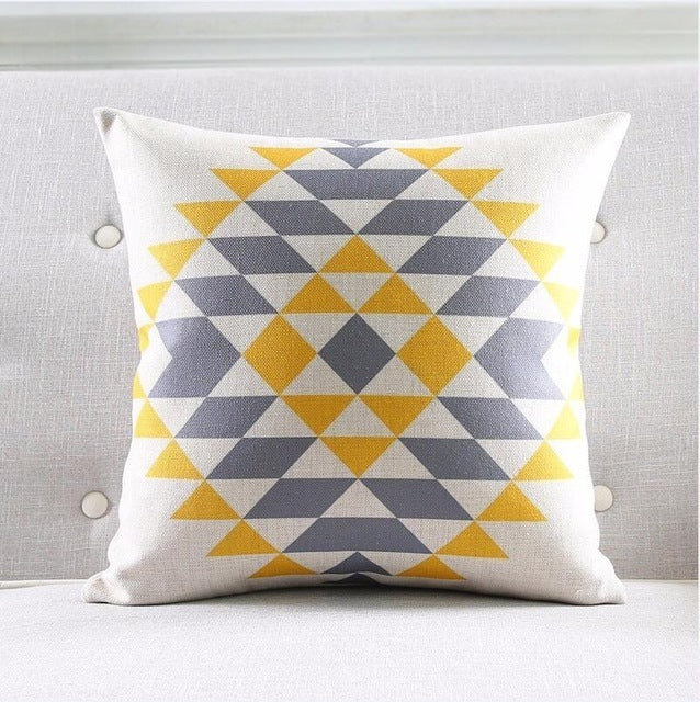 HKM-812691 Nordic Geometric Linen Couch Pillow - Modern 45x45cm Decorative Cushion