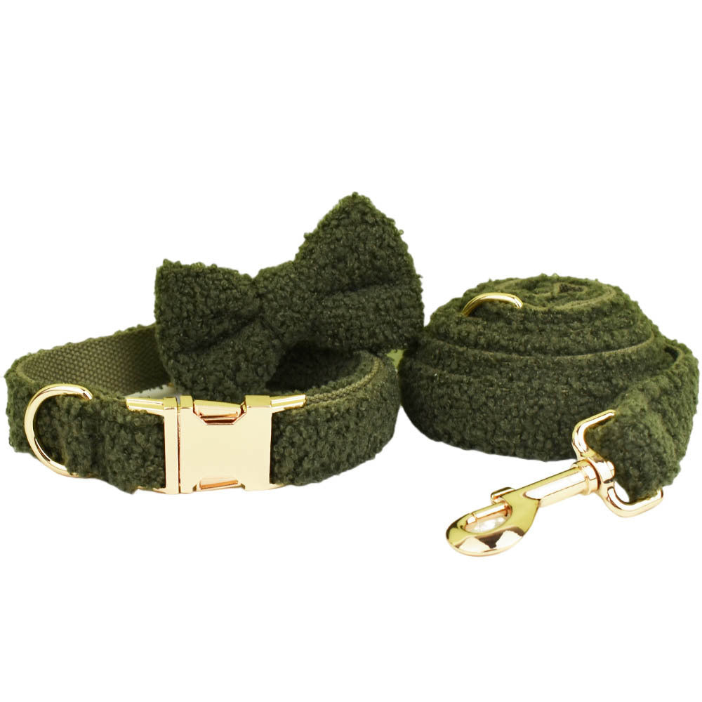 HKM-812947 Army Green Velvet Pet Collar Vest