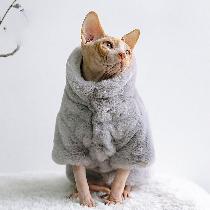 HKM-813011 Warm Velvet Cat Sweaters for Autumn and Winter - Light Gray, White, Pink - Multiple Sizes Available