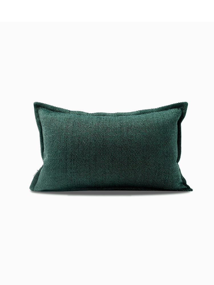 HKM-813075 Modern Dark Green Cotton and Linen Square Pillow - Multiple Sizes Available