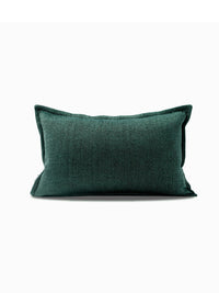 HKM-813075 Modern Dark Green Cotton and Linen Square Pillow - Multiple Sizes Available