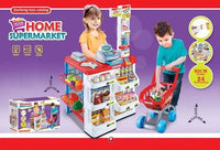 HKM-813075 Supermarket Cash Register Toy Set with Shopping Cart - 24 Pieces Role Play Kitchen Toys for Kids