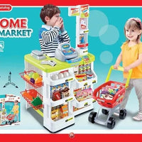 HKM-813075 Supermarket Cash Register Toy Set with Shopping Cart - 24 Pieces Role Play Kitchen Toys for Kids