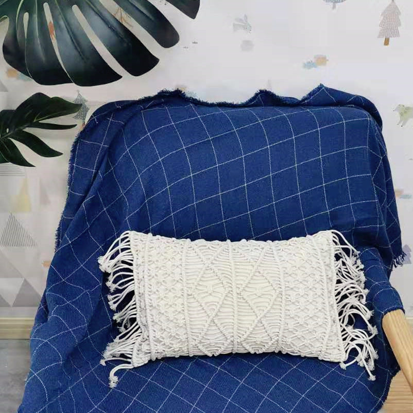 HKM-813203 Nordic Woven Office Waist Pillow in Geometric Patterns - Cotton and PP Cotton Filling, 30x45cm