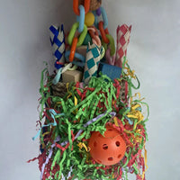HKM-813331 Large Parrot Halloween Shaped Chew Toy – Nut Colored Paper Grass Woven Puzzle for Birds, 12 x 12 x 30 cm