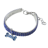 HKM-813395 Bling Rhinestone Dog Collar with Crystal Pendant for Small to Medium Dogs and Cats