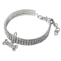 HKM-813395 Bling Rhinestone Dog Collar with Crystal Pendant for Small to Medium Dogs and Cats