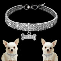 HKM-813395 Bling Rhinestone Dog Collar with Crystal Pendant for Small to Medium Dogs and Cats