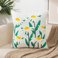 HKM-813523 Flower Embroidered Nordic Pillow Cover – 45x45CM Botanical Design