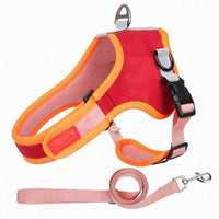 HKM-813587 Reflective Dog Harness with Leash – Comfortable Suede Chest Strap for Small to Extra Large Dogs in Red, Green, Gray, and Blue