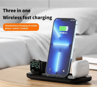 HKM-813651 3-in-1 Magnetic Wireless Charging Dock for iPhone, Apple Watch, and AirPods with Fast Charging and Compact Design