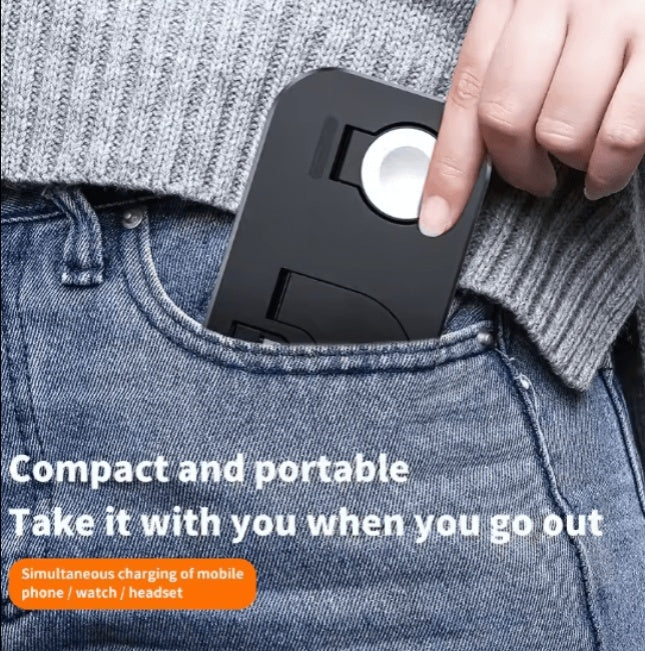 HKM-813651 3-in-1 Magnetic Wireless Charging Dock for iPhone, Apple Watch, and AirPods with Fast Charging and Compact Design