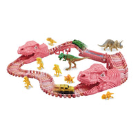 HKM-813651 Dinosaur Assembled Track Electric Car Set - DIY Slot Car Racing for Kids 3 Years & Up