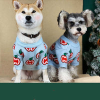 HKM-813651 Stylish Thick Knit Wool Sweater for Dogs - Blue Jacquard Design