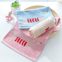 HKM-813971 Soft Absorbent Baby Face Towel - Pure Cotton Dachshund Design in Blue, Pink, and Khaki